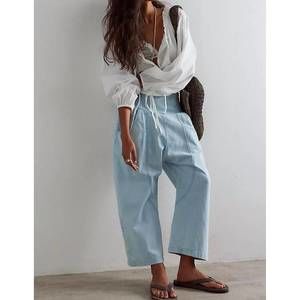 Free People Light Blue Wide Leg Pants